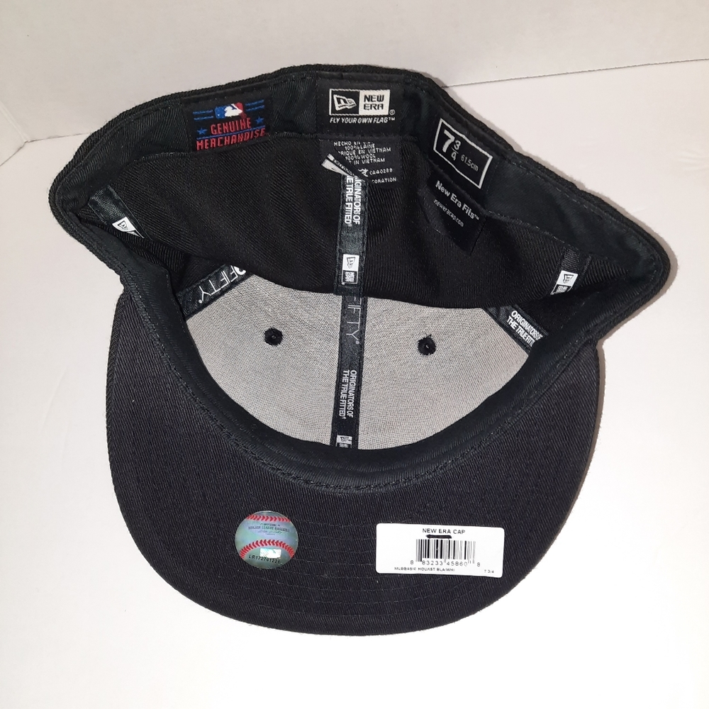 NWT New Era Houston Astros Retro Logo Black White Fitted Hat - Picture 2 of 3